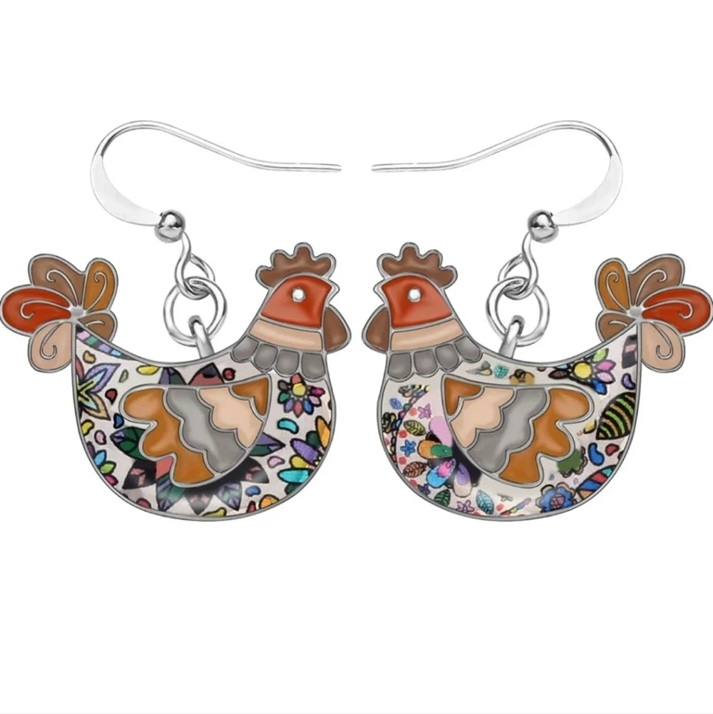 Colorful Rooster Earrings